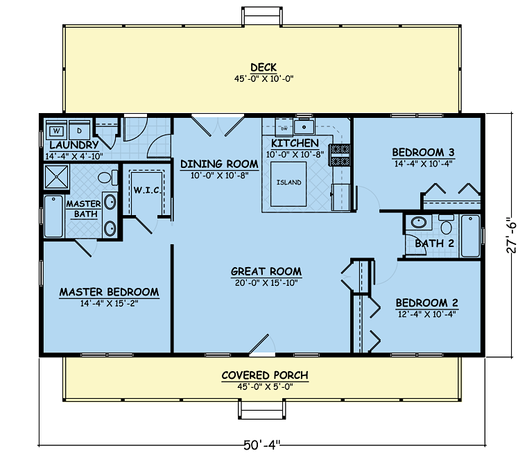 House Plan 40683 Southern Style With 1381 Sq Ft 3 Bed 2 Bath