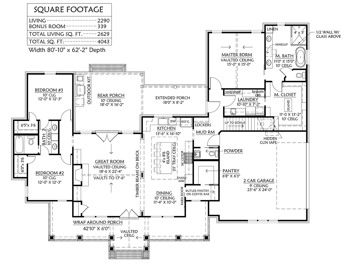 House Plan 41413 Craftsman Style With 2290 Sq Ft 3 Bed 2 Bath