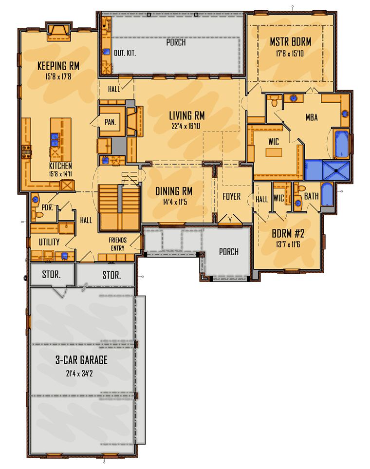  House  Plan  41633 Southern Style with 3804 Sq Ft 4 Bed 