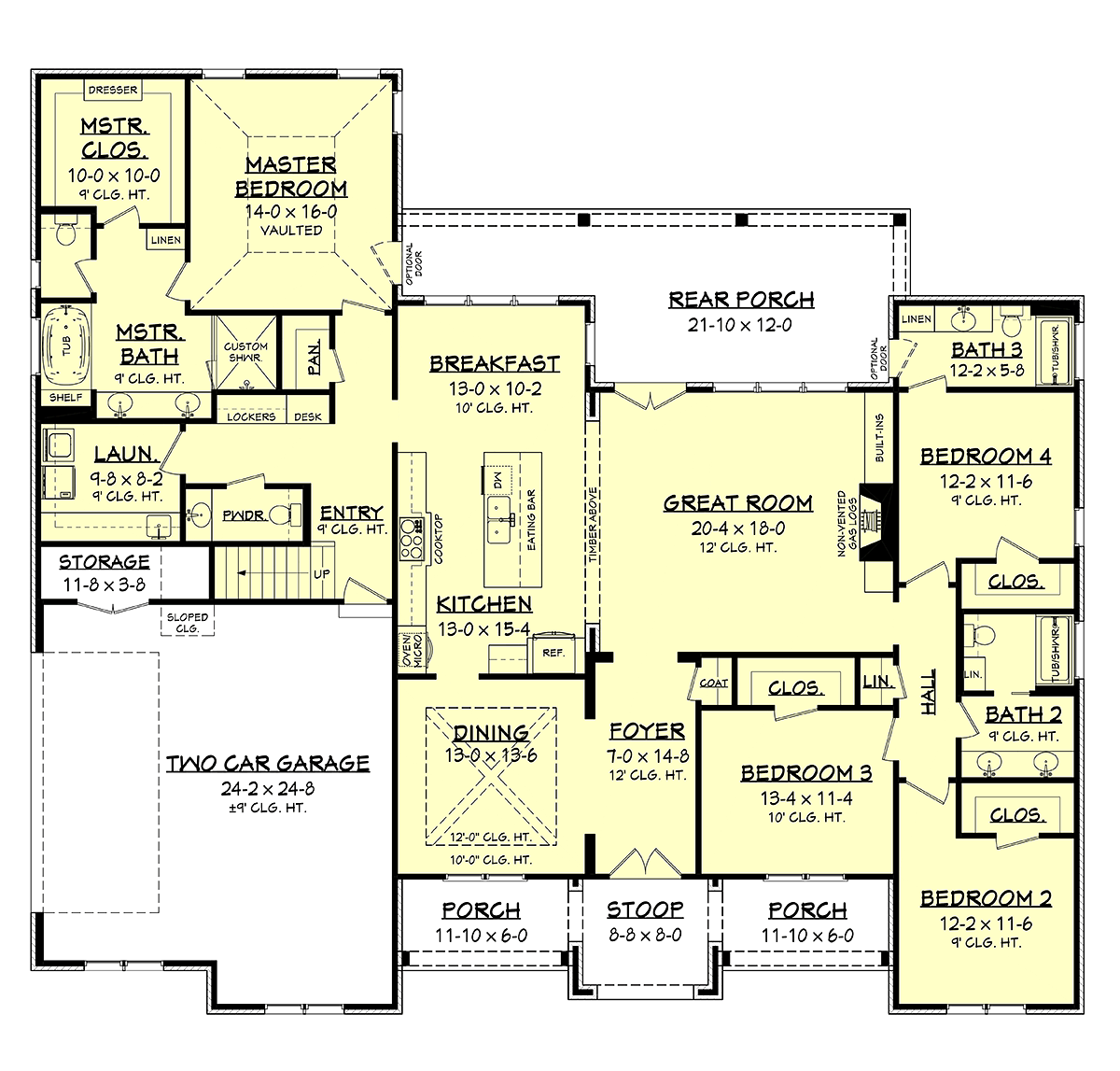 House Plan 51995 Traditional Style with 2751 Sq Ft, 4