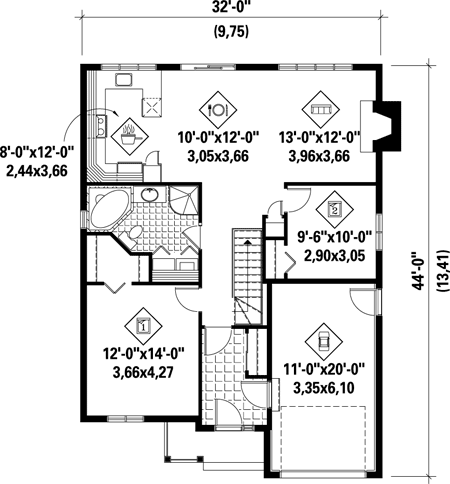 House Plan 52500 With 1053 Sq Ft 2 Bed 1 Bath Coolhouseplans Com