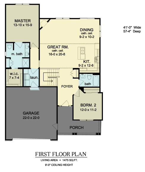 House Plan 54057 - Ranch Style with 1475 Sq Ft, 2 Bed, 2 Bath ...