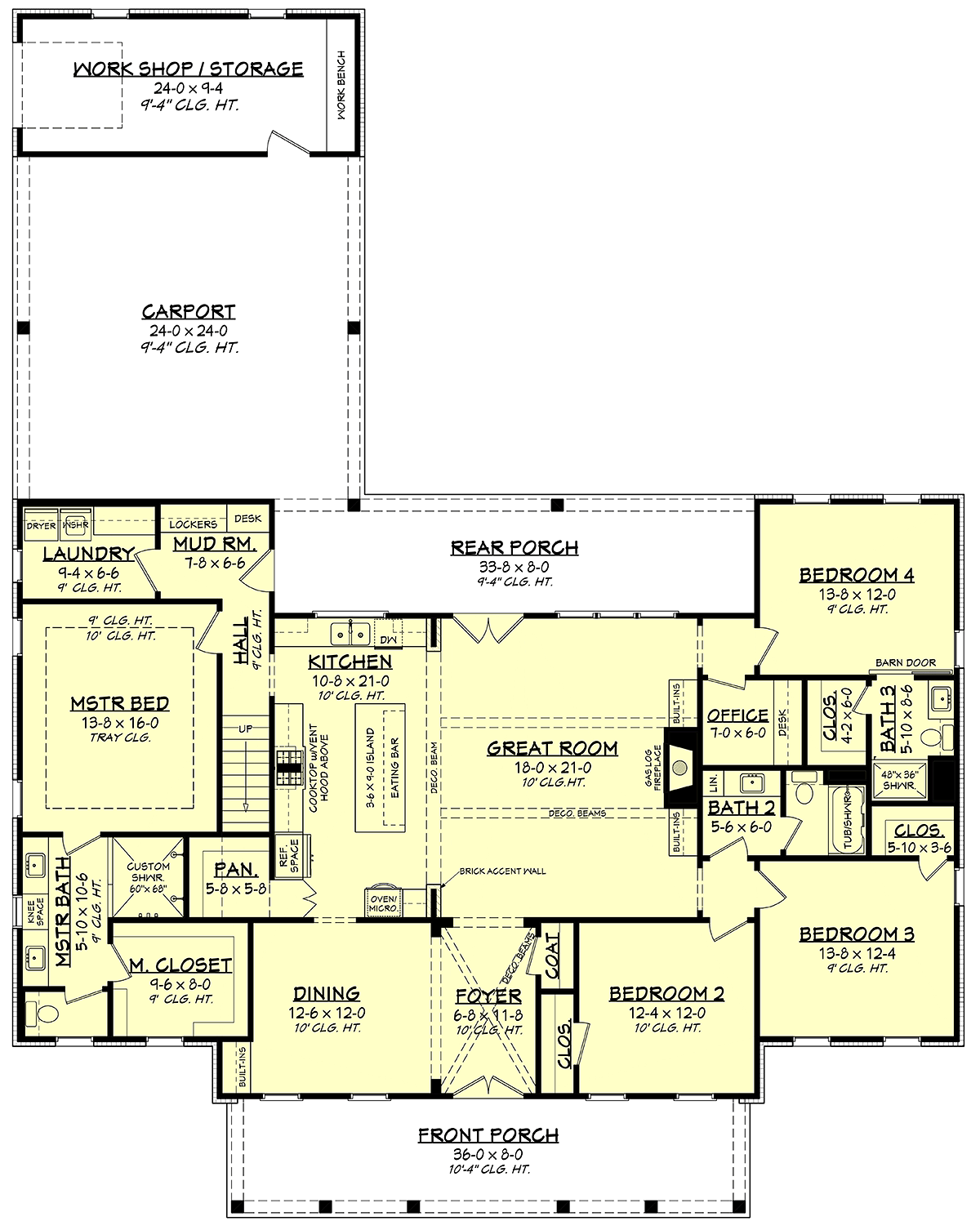 House Plan 56710 Traditional Style with 2390 Sq Ft, 4