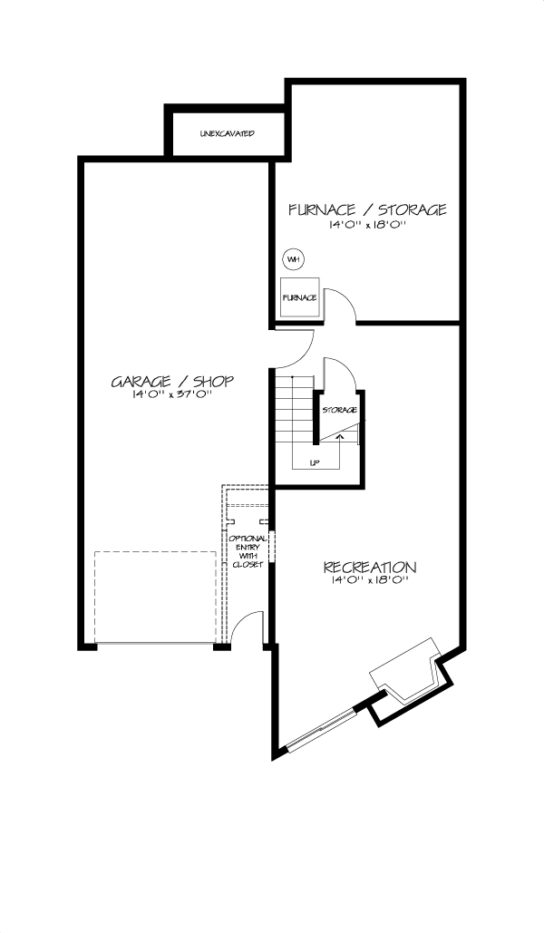 House Plan 57438 - Narrow Lot Style with 2200 Sq Ft, 3 Bed, 2 Bath