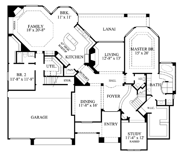 House Plan 61774 - European Style with 4579 Sq Ft, 5 Bed, 4 Bath, 1 ...