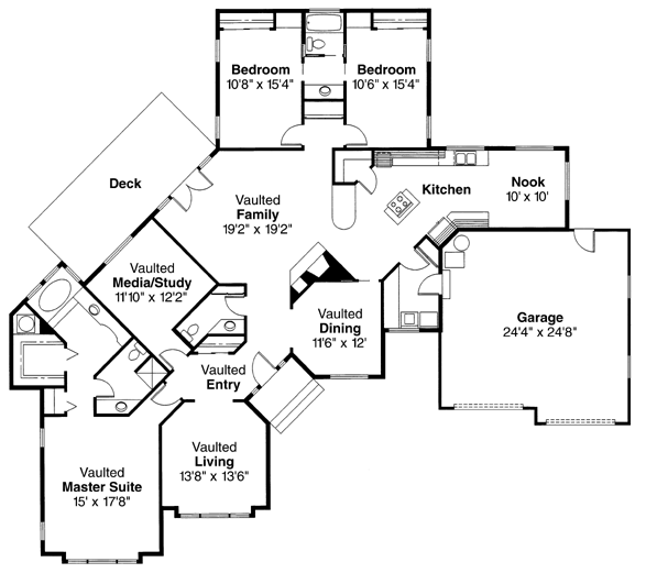 House Plan 69163 - Ranch Style with 2630 Sq Ft, 3 Bed, 2 Bath, 1 Half ...
