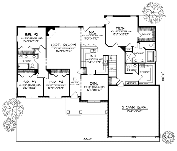 House Plan 73112 Ranch Style With 3312 Sq Ft 5 Bed 3 Bath 1 Half Bath,Modern Kitchen Designs Without Upper Cabinets