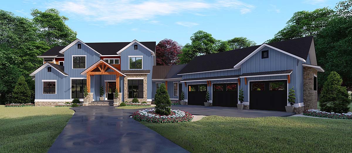 House Plan 82531 Farmhouse Style with 4140 Sq Ft 5 Bed 
