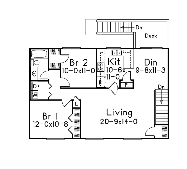 House Plan 87897 with 1040 Sq Ft, 2 Bed, 1 Bath