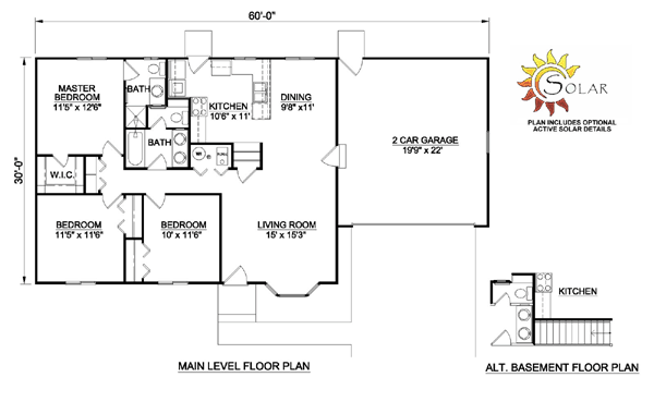 House Plan 94486 Ranch Style with 1200 Sq Ft 3 Bed 2 Bath