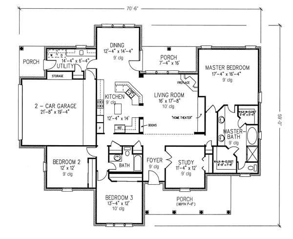 House Plan 95724 - European Style with 2430 Sq Ft, 3 Bed, 2 Bath ...